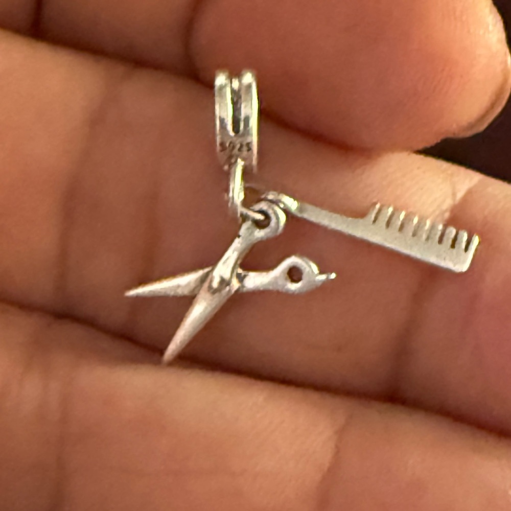 Silver Scissors And Comb Charm - image 1